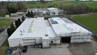 Vogelperspektive der zum Teil im Bau befindlichen Produktionsstätte  der Ehnert Unternehmensgruppe