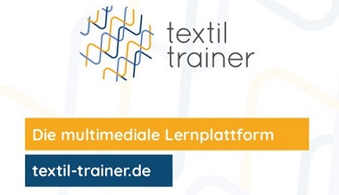 Logo von textil trainer mit dem Zusatz: Die multimediale Lernplattform, textil-trainer.de