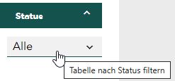Screenshot mit Dropdown-Liste unter dem Punkt Status