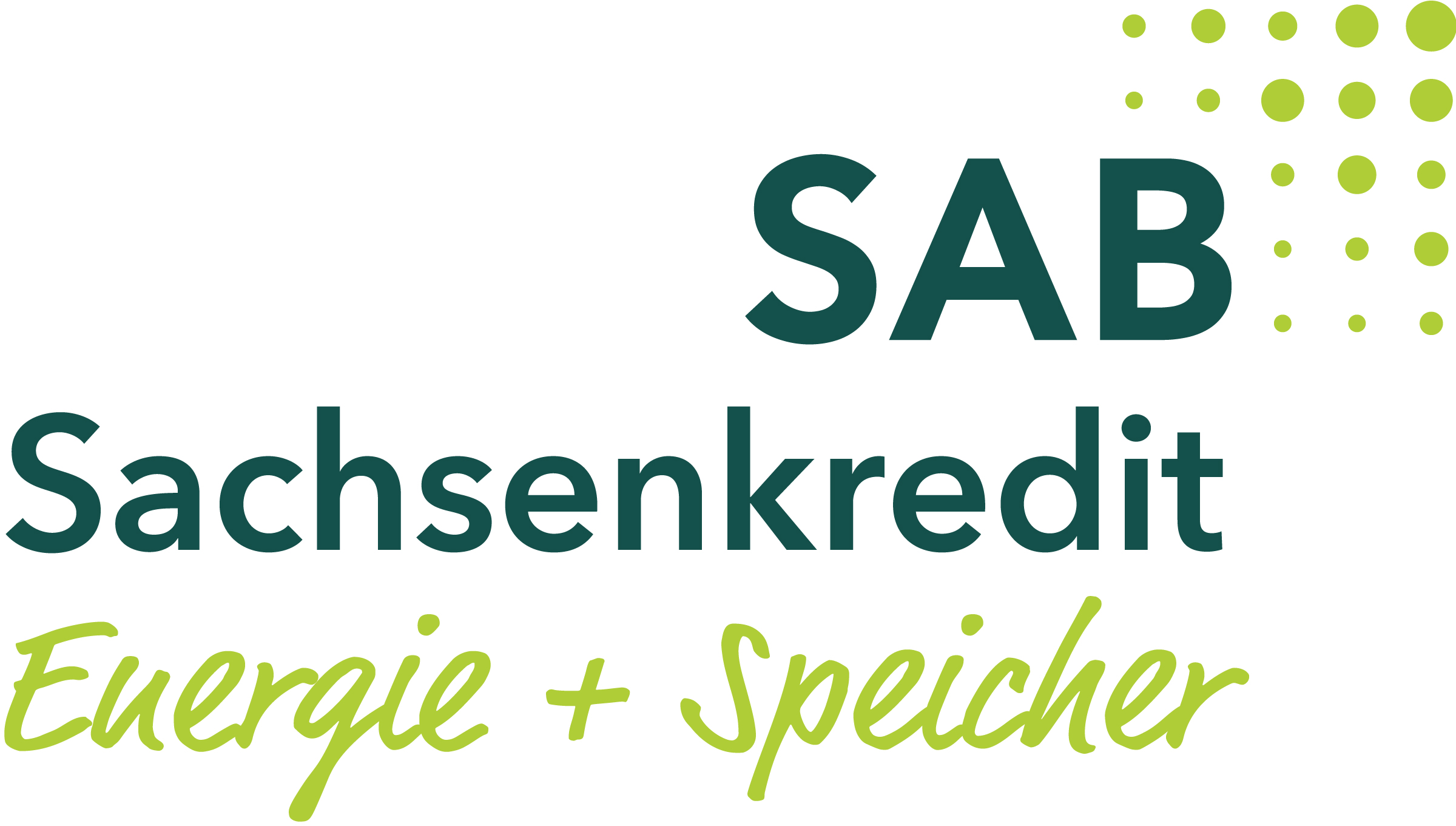 Logo des SAB Sachsenkredits mit dem Zusatz: Energie + Speicher